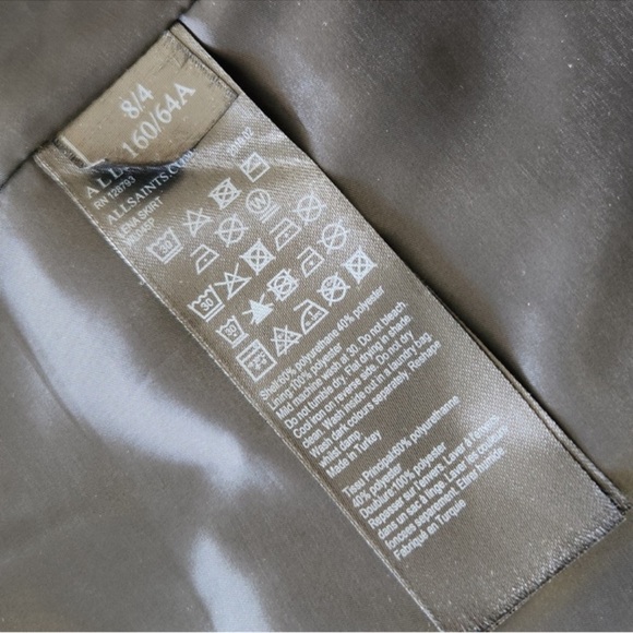 All Saints Lena Faux Leather Mini Front Zip Black Moto Skirt Size 2 NWT Defects - Picture 13 of 15